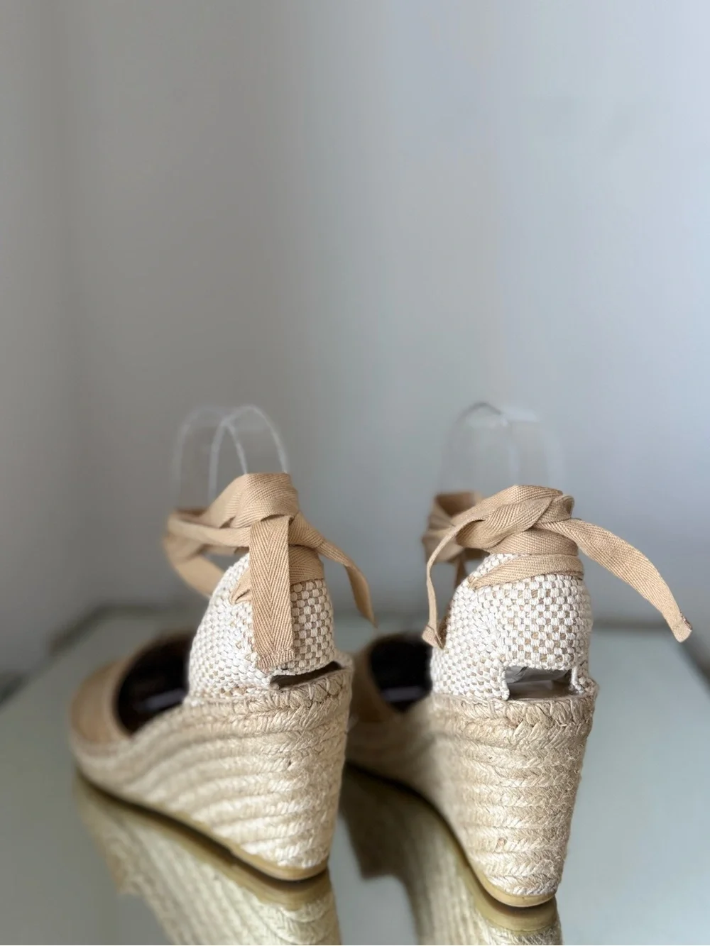 Prada Canvas Espadrille Wedge Tie-Ankle Shoes $850 36